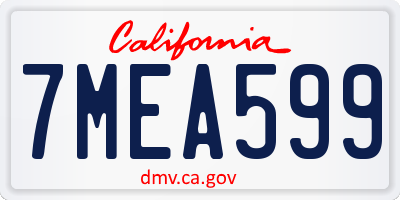 CA license plate 7MEA599