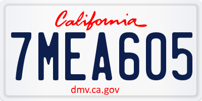 CA license plate 7MEA605