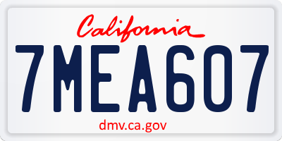 CA license plate 7MEA607