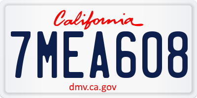 CA license plate 7MEA608