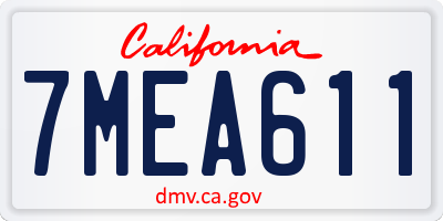 CA license plate 7MEA611