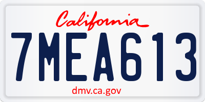 CA license plate 7MEA613