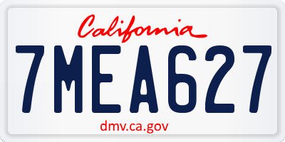 CA license plate 7MEA627