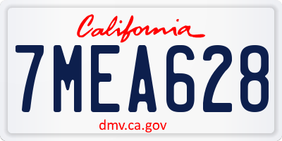 CA license plate 7MEA628