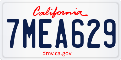 CA license plate 7MEA629