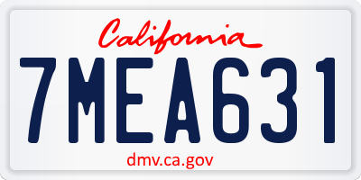 CA license plate 7MEA631