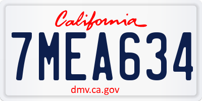 CA license plate 7MEA634