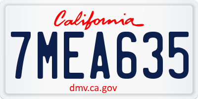 CA license plate 7MEA635