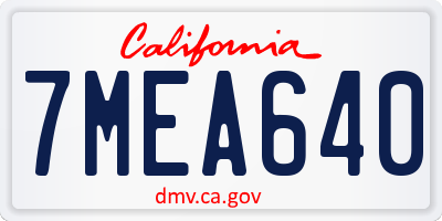 CA license plate 7MEA640