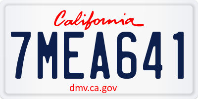 CA license plate 7MEA641