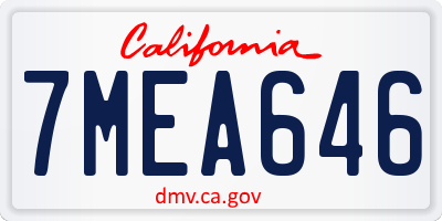 CA license plate 7MEA646