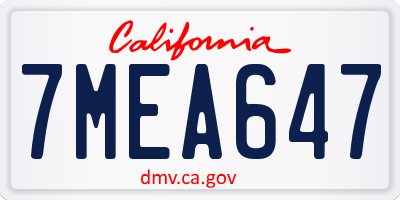 CA license plate 7MEA647