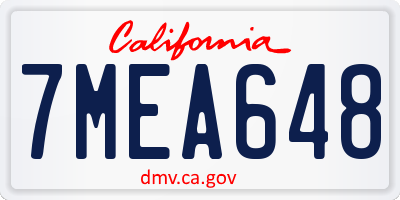 CA license plate 7MEA648