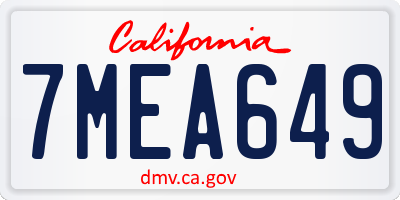 CA license plate 7MEA649