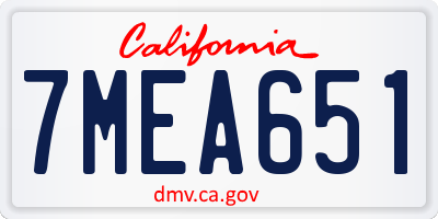 CA license plate 7MEA651