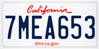 CA license plate 7MEA653