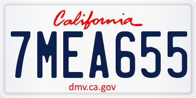 CA license plate 7MEA655