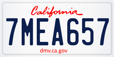 CA license plate 7MEA657