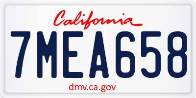 CA license plate 7MEA658
