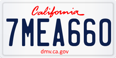 CA license plate 7MEA660