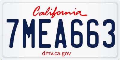 CA license plate 7MEA663