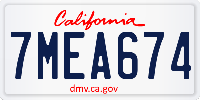 CA license plate 7MEA674