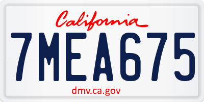 CA license plate 7MEA675