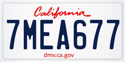 CA license plate 7MEA677