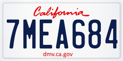 CA license plate 7MEA684