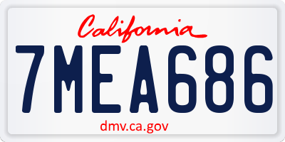 CA license plate 7MEA686
