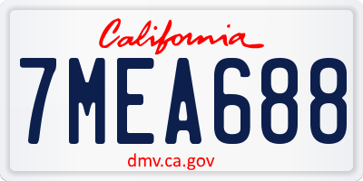 CA license plate 7MEA688