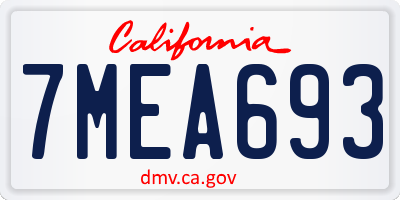 CA license plate 7MEA693