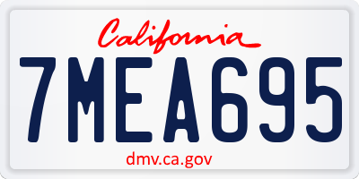 CA license plate 7MEA695