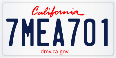 CA license plate 7MEA701