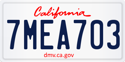 CA license plate 7MEA703