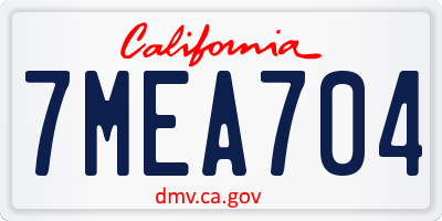 CA license plate 7MEA704
