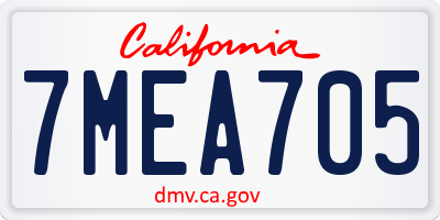 CA license plate 7MEA705
