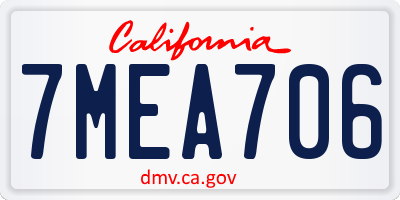 CA license plate 7MEA706