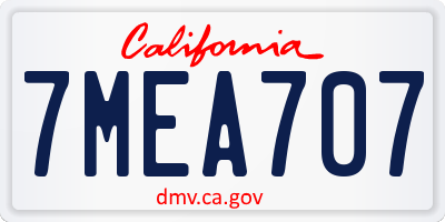 CA license plate 7MEA707