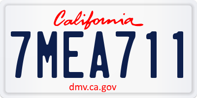 CA license plate 7MEA711