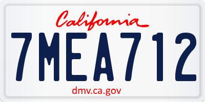 CA license plate 7MEA712
