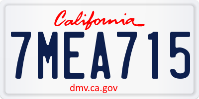 CA license plate 7MEA715
