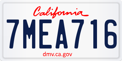 CA license plate 7MEA716