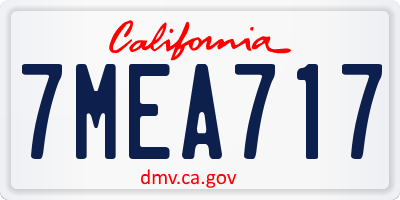 CA license plate 7MEA717