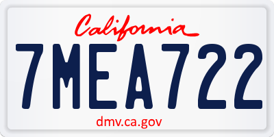 CA license plate 7MEA722