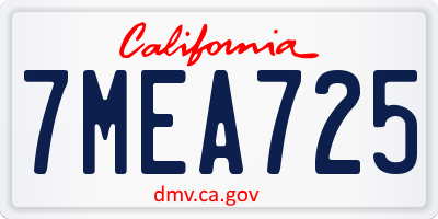 CA license plate 7MEA725