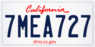 CA license plate 7MEA727