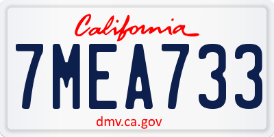 CA license plate 7MEA733