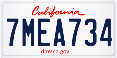 CA license plate 7MEA734