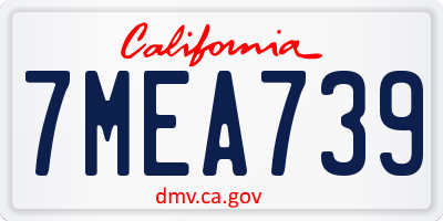 CA license plate 7MEA739